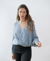 Strick-Wickelcardigan Vega Jungle Folk in Hellblau