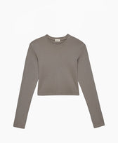 Top Gerippt Langarm Donni in Taupe