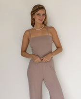 Top SPAGHETTI TANK RIB Pura in Taupe