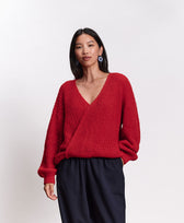 Strick-Wickelcardigan Vega Jungle Folk in Pomegranate