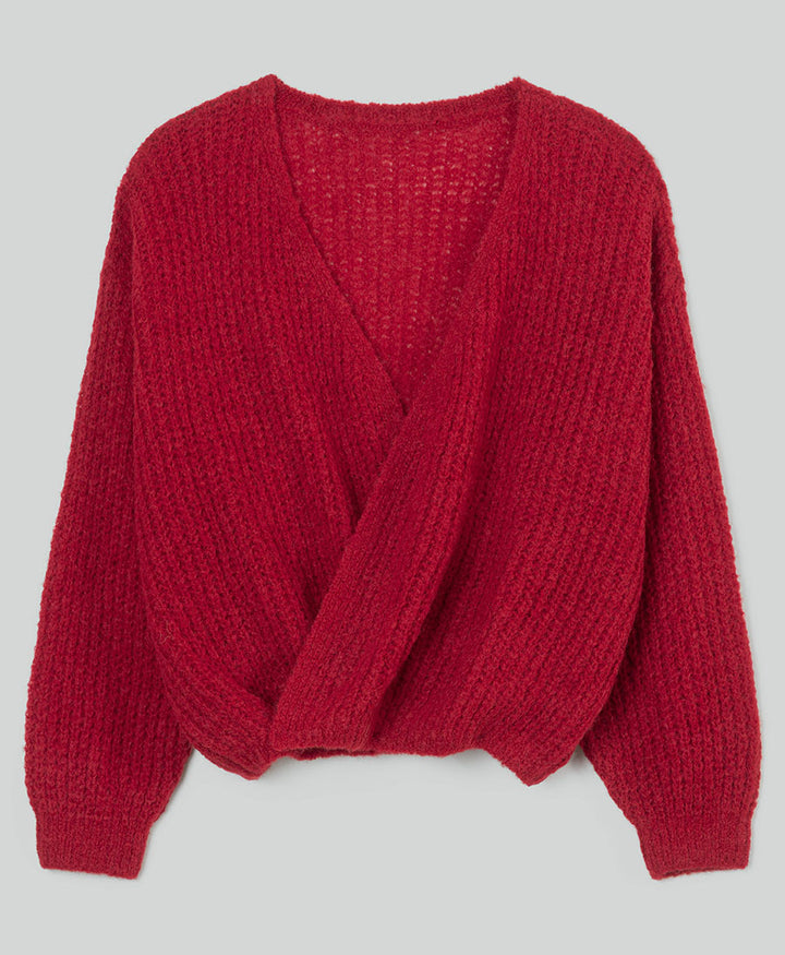 Leichter Strick-Wickelcardigan VEGA - Pomegranate