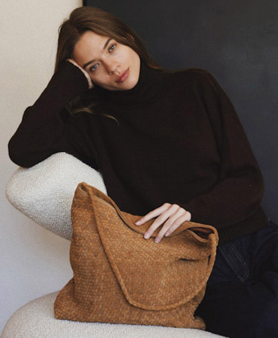 Gewebte Ledertasche "SERA" Suede - Copper