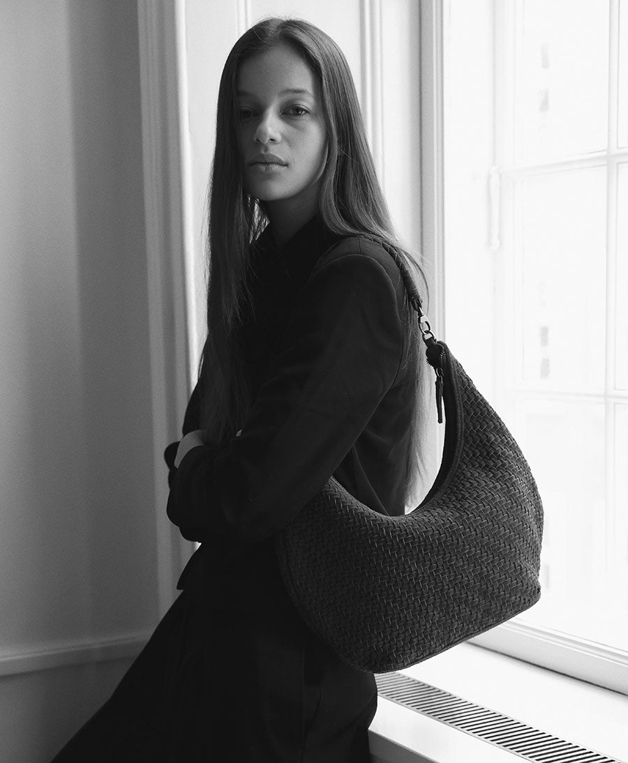 Gewebte Ledertasche "MAJA" Suede - Copper