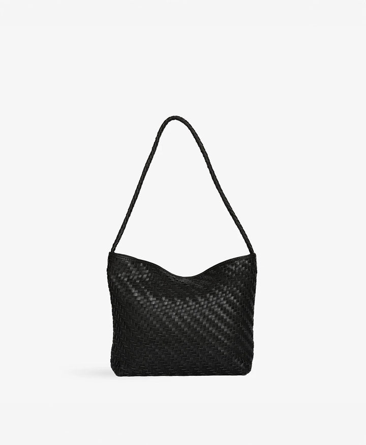 Gewebte Ledertasche "SERENA" - Schwarz