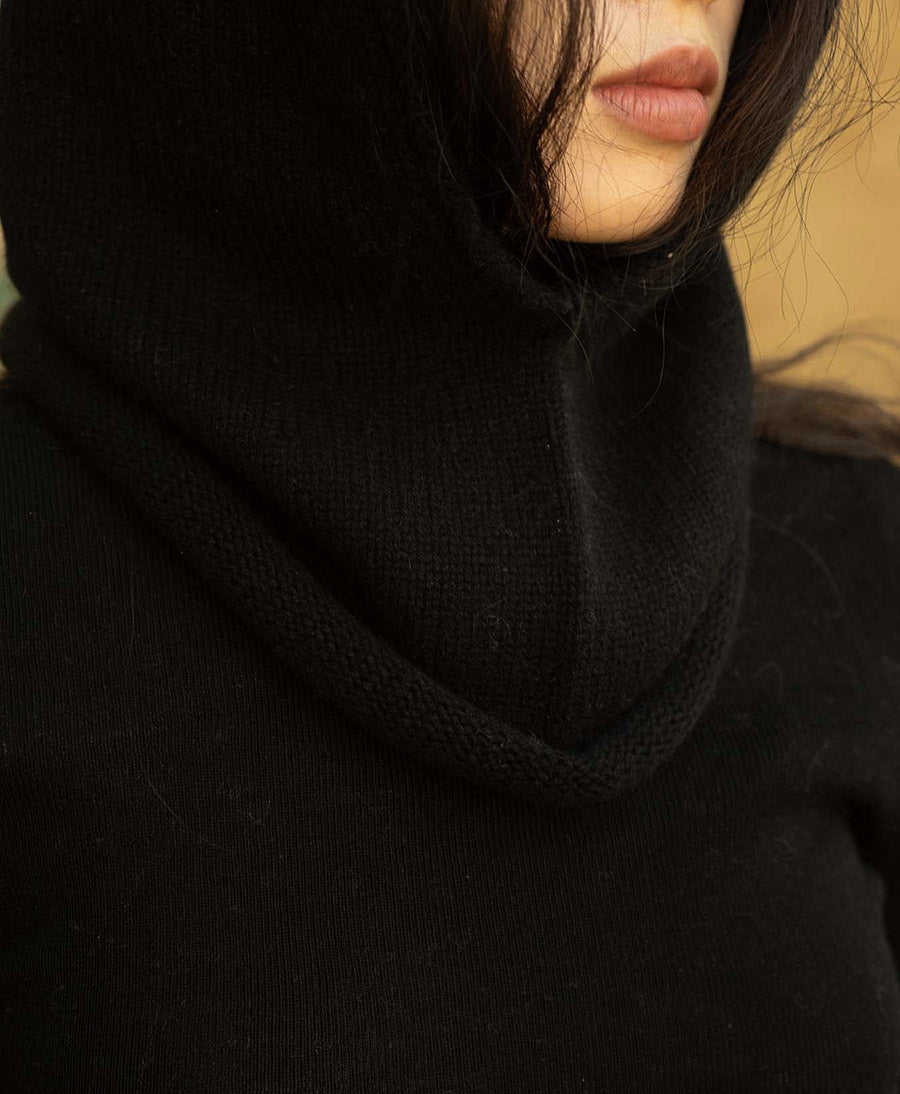 Kapuzenschal / Balaclava aus Kaschmir - Schwarz
