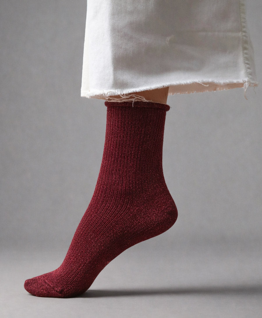 Glitzer Socken Lyocell - Kirschrot