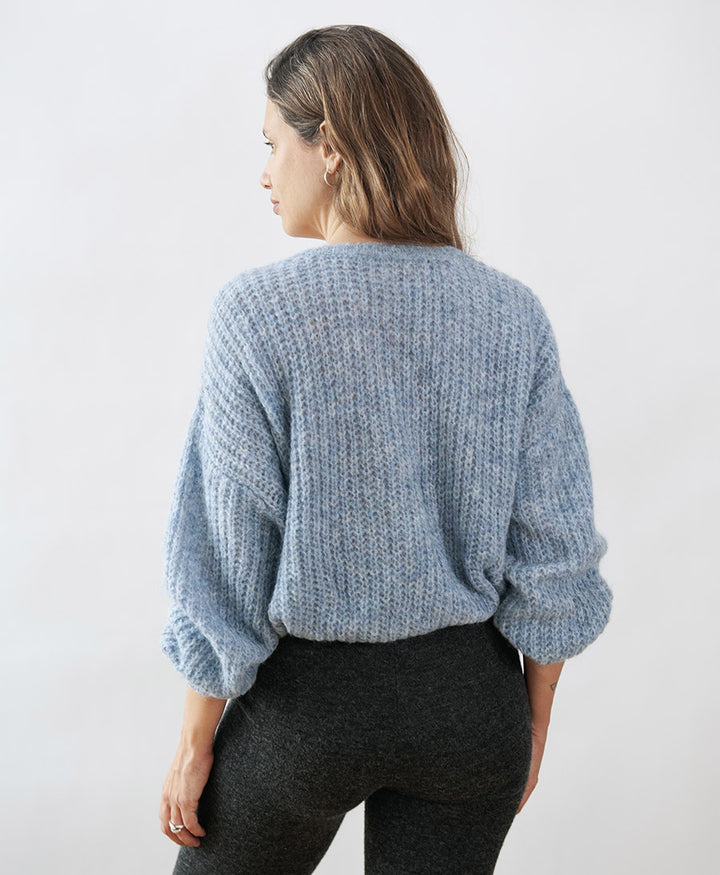 Leichter Strick-Wickelcardigan VEGA - Hellblau