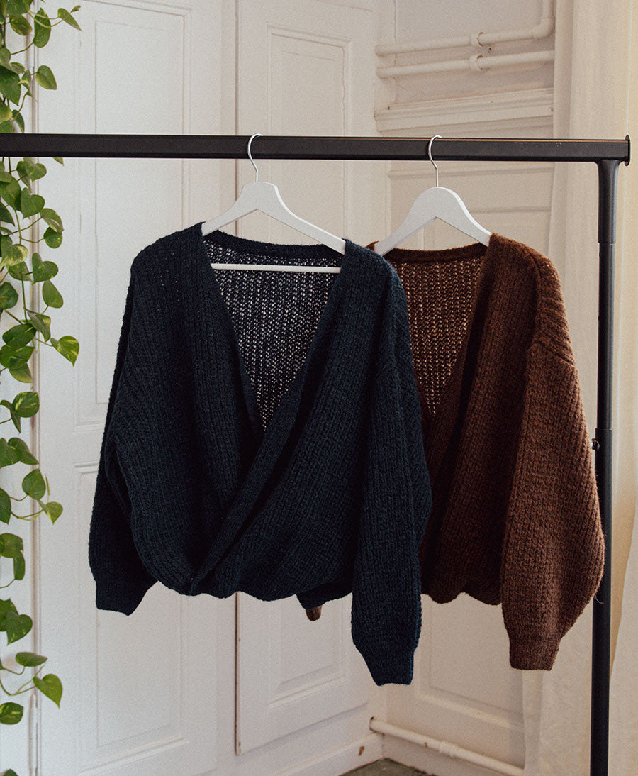 Leichter Strick-Wickelcardigan VEGA - Navy