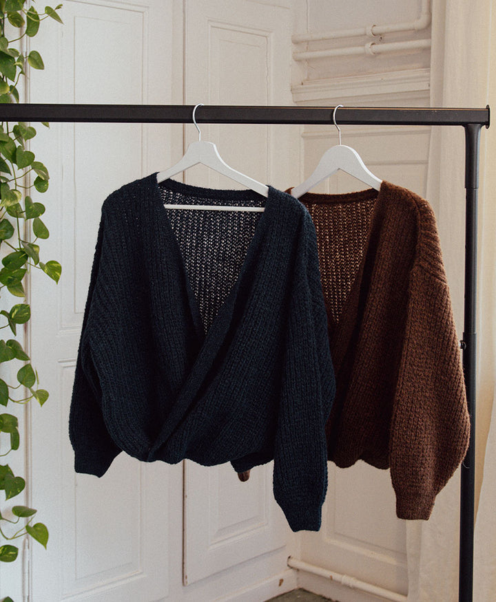 Leichter Strick-Wickelcardigan VEGA - Navy