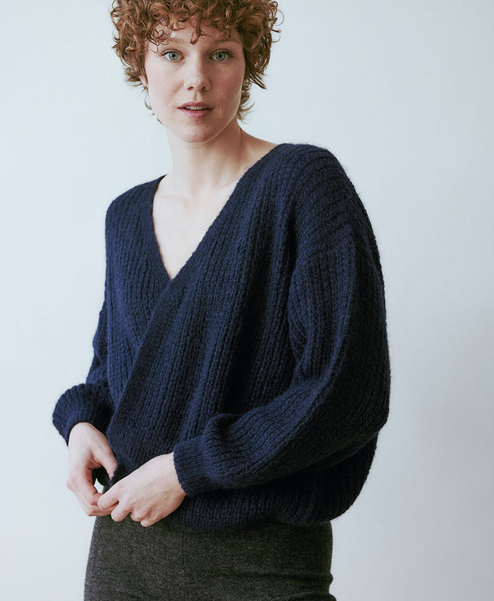 Leichter Strick-Wickelcardigan VEGA - Navy