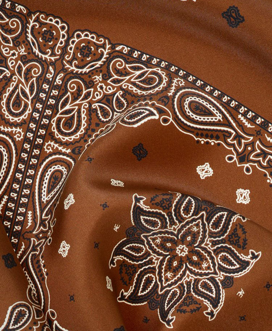 Grosses Seiden-Foulard "Kaleido Bandana Silk Scarf" - Brown