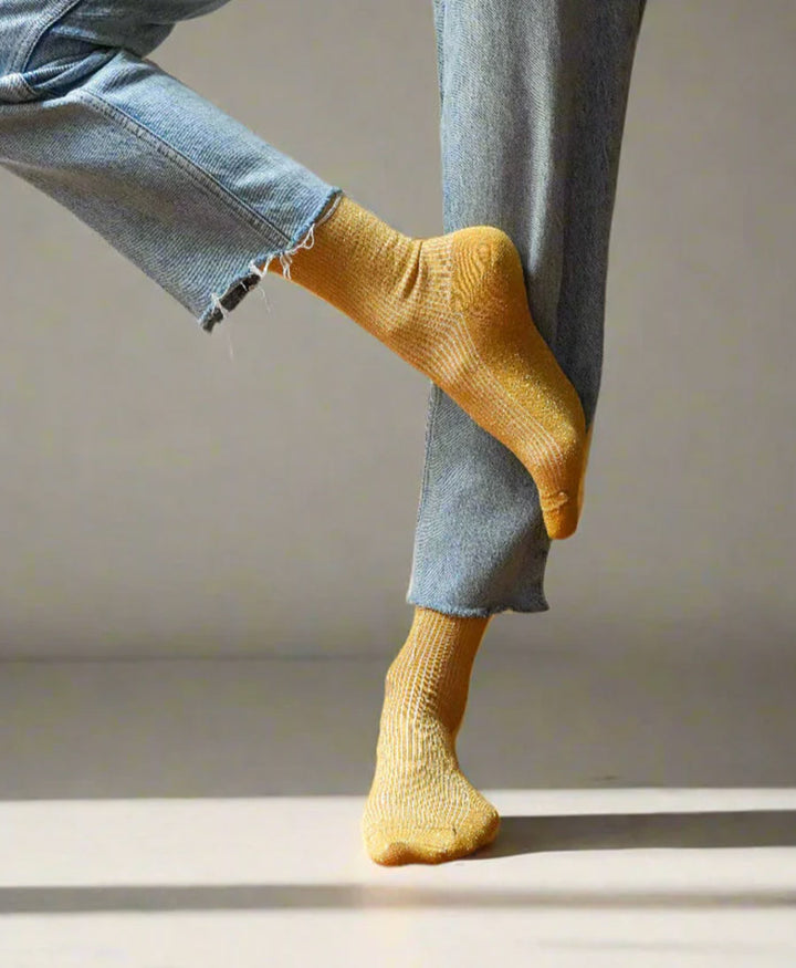 Glitzer Socken Lyocell - Senfgelb