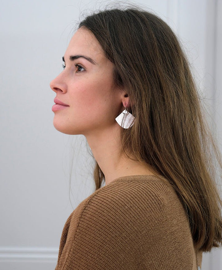 Abanicos Pendant Ohrhänger mit Weissgold vergoldet - V Design Lab - clomes