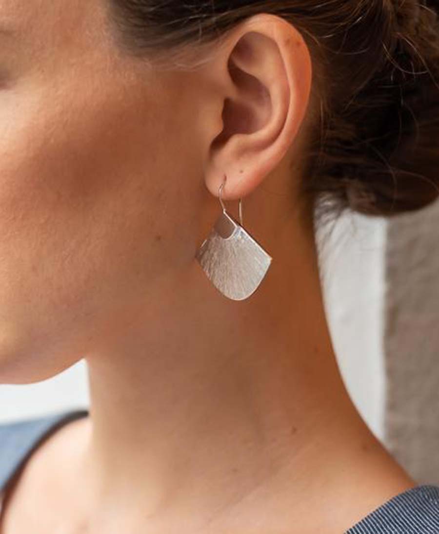 Abanicos Pendant Ohrhänger mit Weissgold vergoldet - V Design Lab - clomes