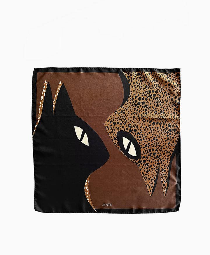 Seiden-Foulard "Eclipse Animal Silk Scarf" - Ebano