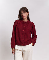 Strickjacke Cardigan ANDES Jungle Folk in Vino Tinto
