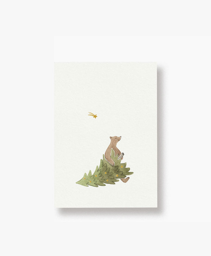Postkarte "Bär mit Weihnachtsbaum" Weihnachtskarte