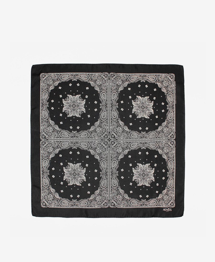 Seiden-Foulard "Minimal Bandana Silk Scarf" - Black