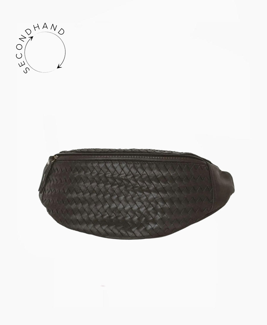 Bauchtasche aus Leder "The Woven Atlas Schwarz" von MANDRN - Secondhand - MANDRN - clomes