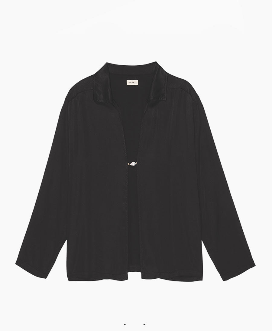 Bluse - Silky Baroque Pearl Top - schwarz - DONNI. - clomes