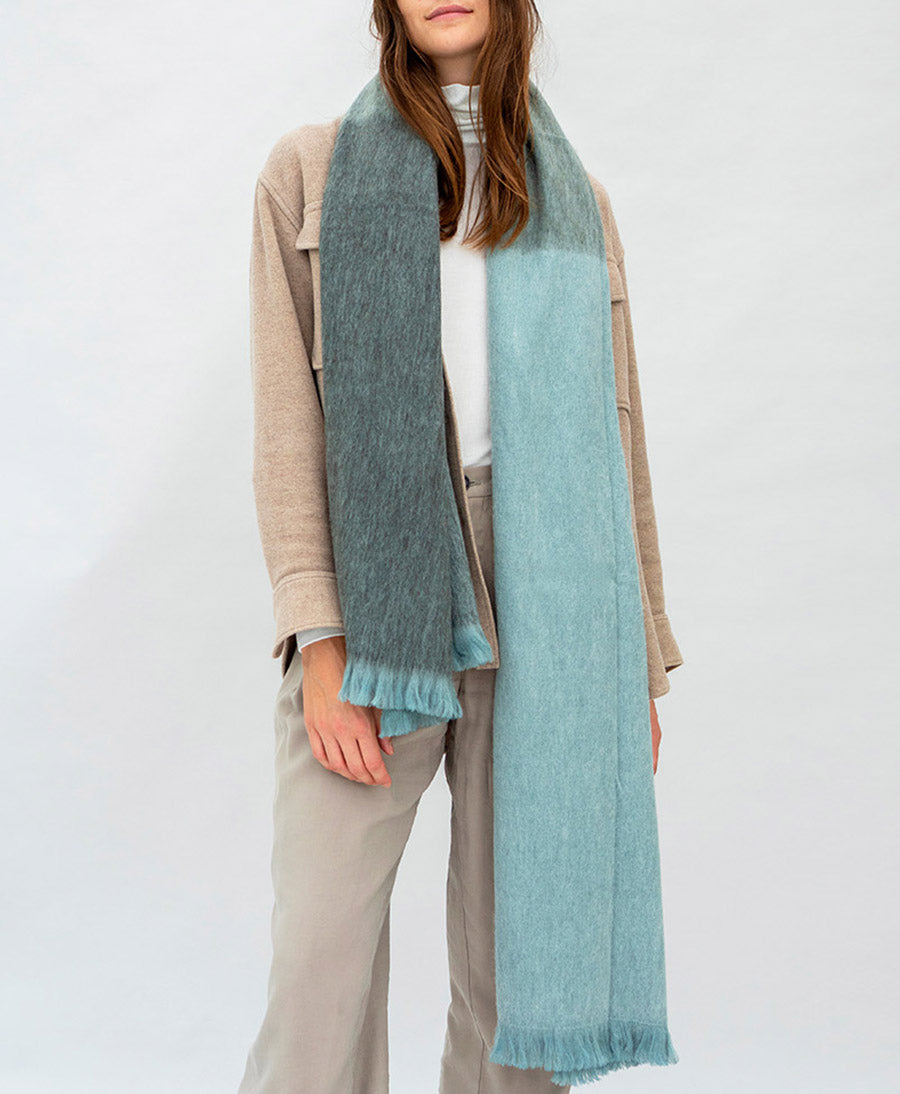 Halstuch Alpaka Schal - Ombre Verde Gris