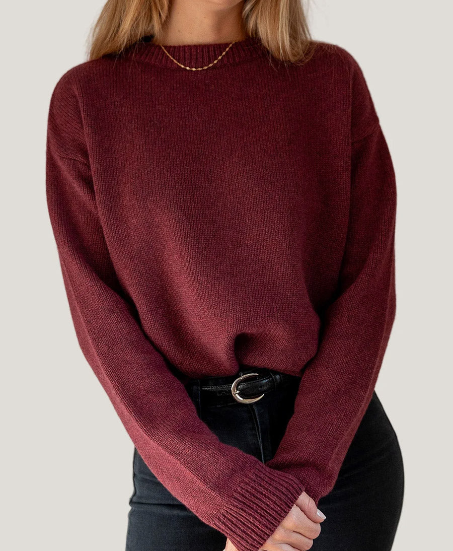 Strickpullover - Crewneck Sweater - Kaschmir/Seide - Burgundy