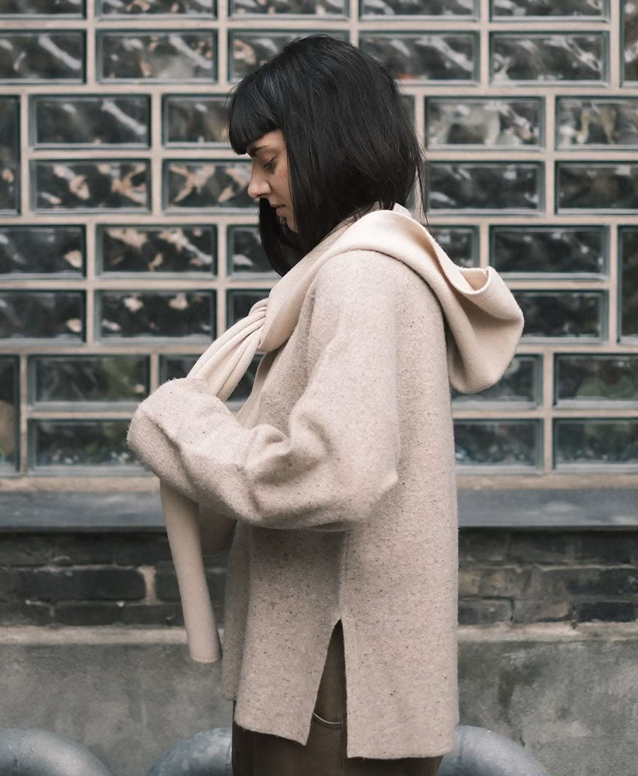 Schal mit Kapuze "Hooded Scarf" - Creme