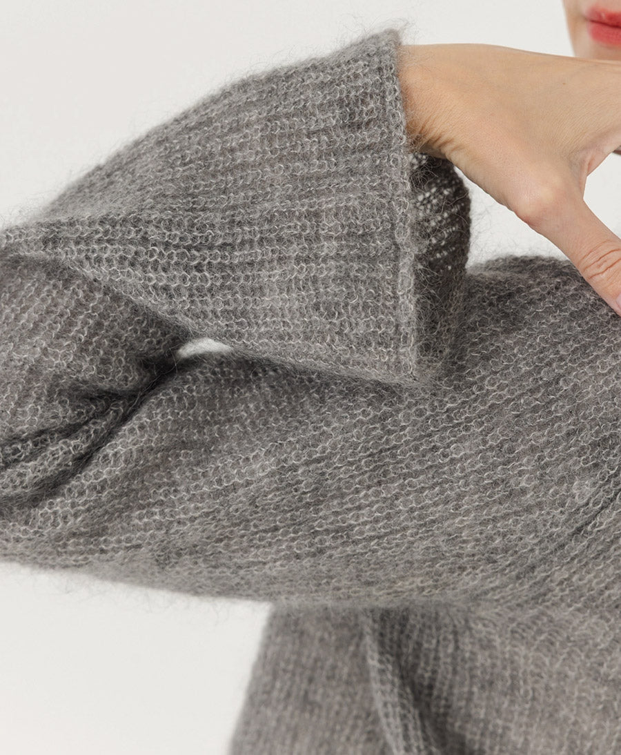 Kurzer Cardigan aus leichtem Strick - Grau