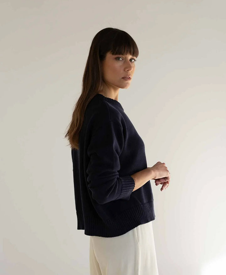 Strickpullover Claudia aus Baumwolle - Navy