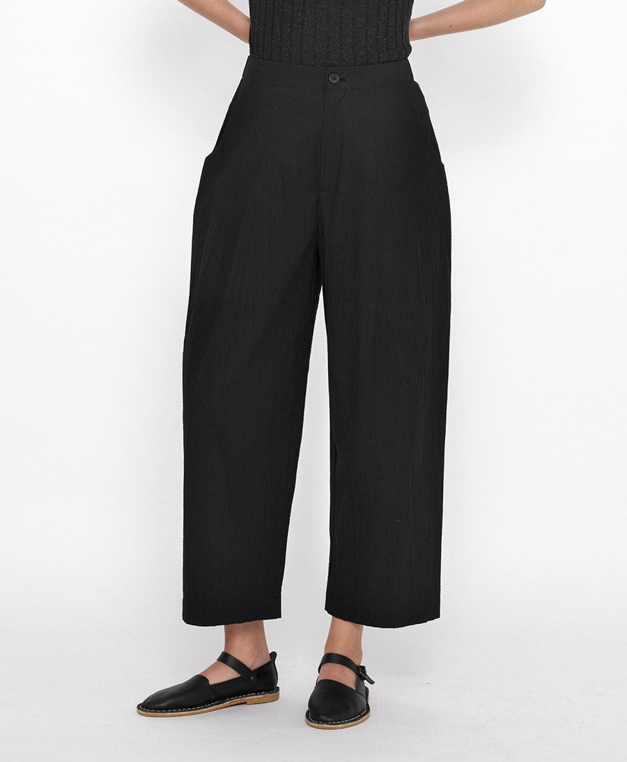 Stoffhose Signature Pleated Trouser - Baumwolle - Schwarz (texturiert)