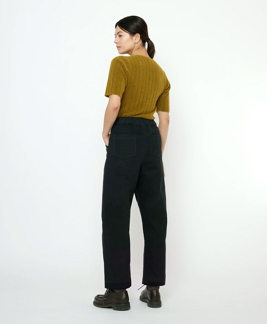 Stoffhose aus Baumwolle - Signature Curve Legged Trouser - Schwarz