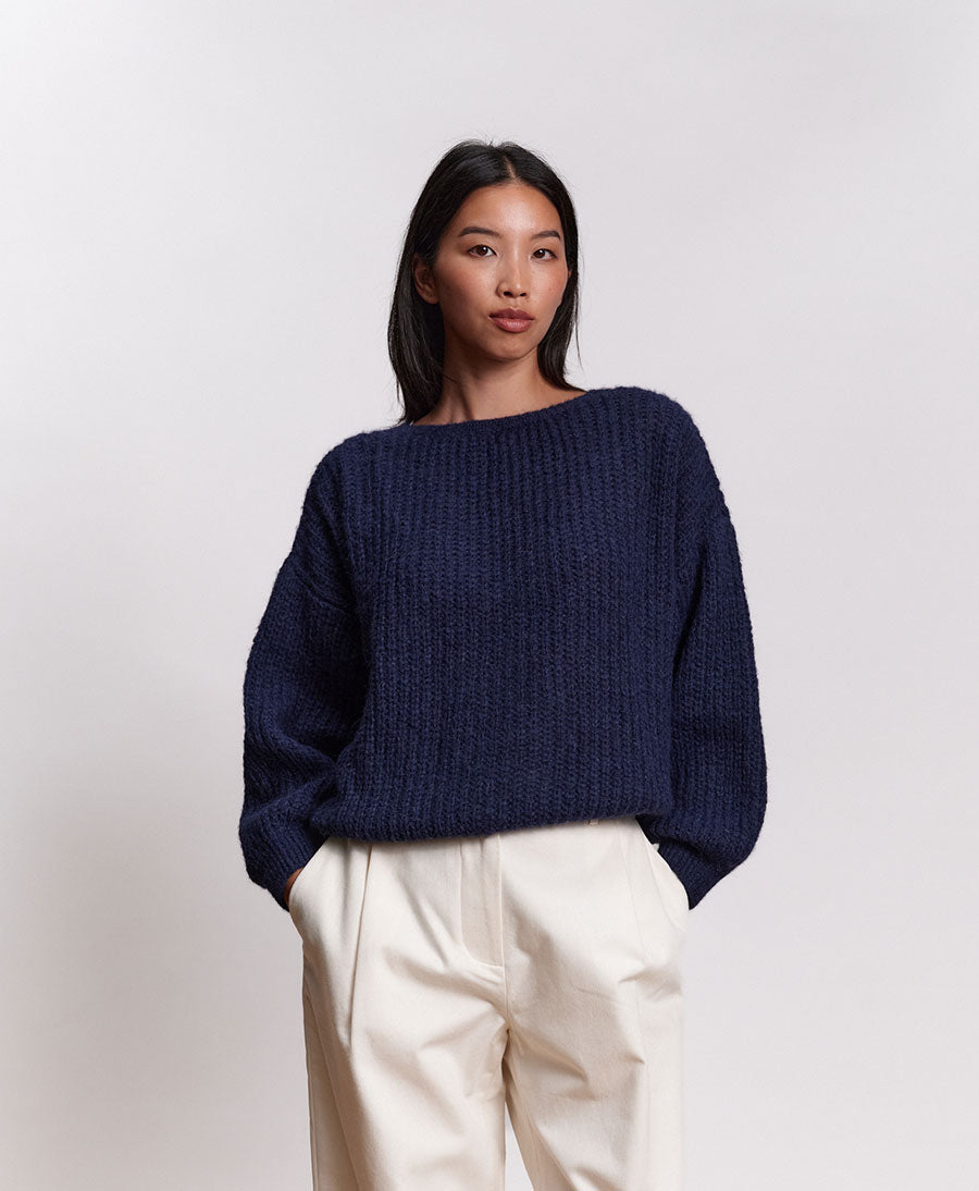 Leichter Strick-Wickelcardigan VEGA - Navy