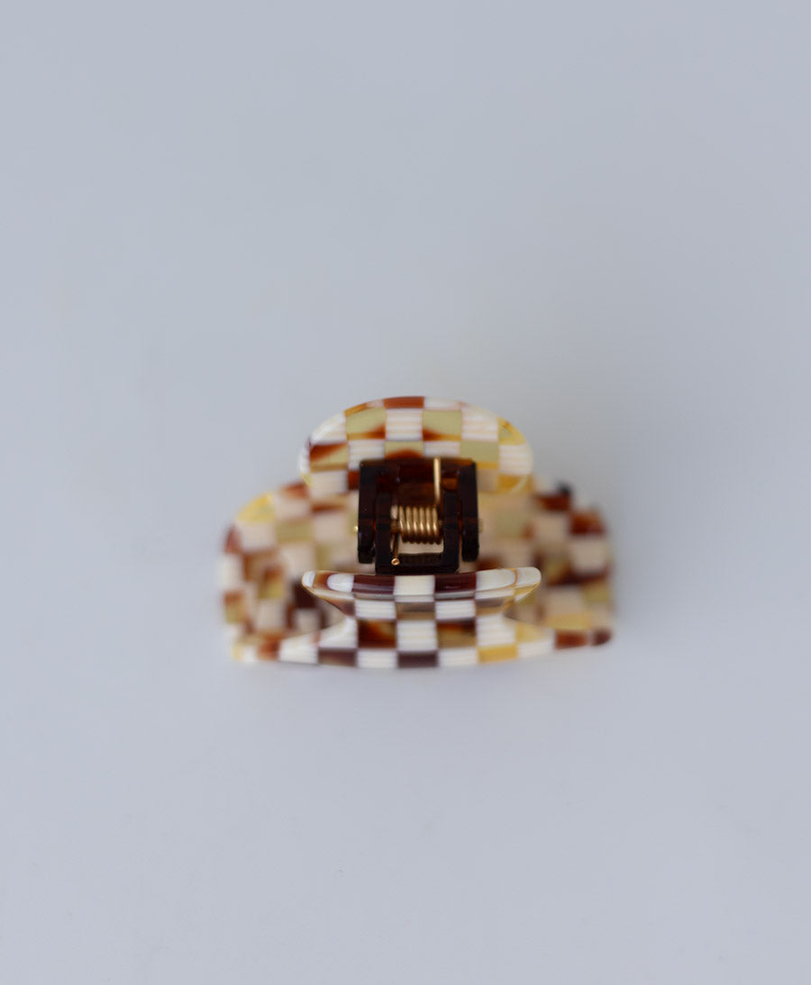 Mini Haarklammer CARMELLA (S) aus Acetat - Karo