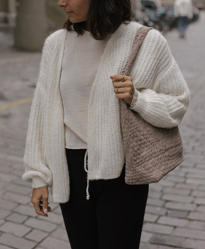 Leichter Strick-Wickelcardigan VEGA - Ivory