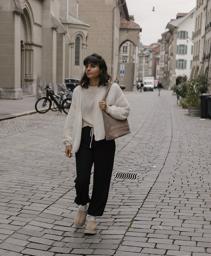 Leichter Strick-Wickelcardigan VEGA - Ivory