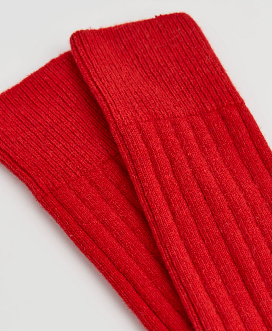 Merino Socken - Gerippt - Rot