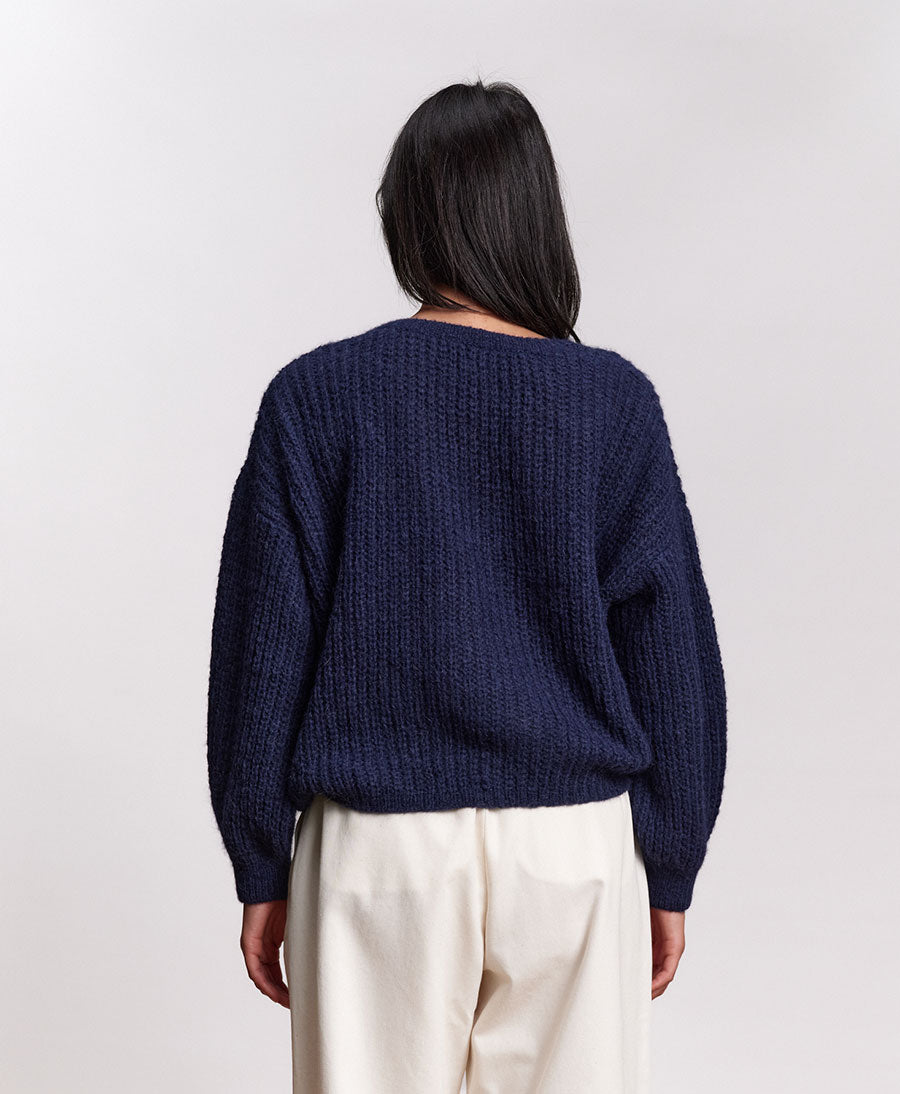 Leichter Strick-Wickelcardigan VEGA - Navy