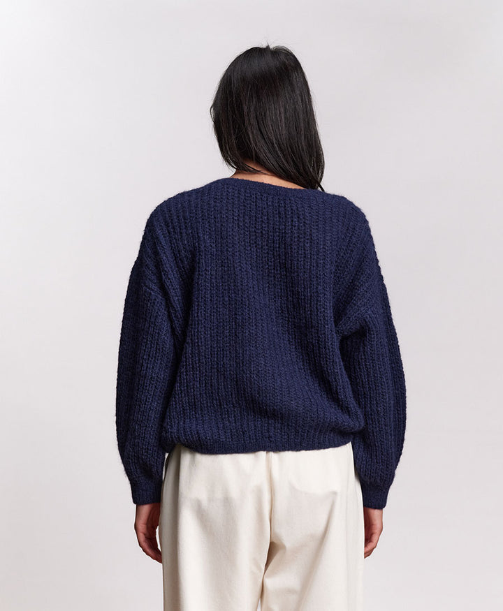 Leichter Strick-Wickelcardigan VEGA - Navy