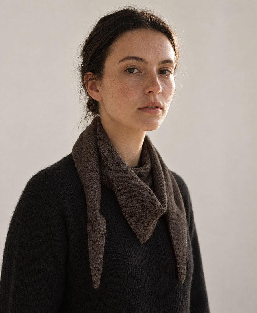Triangel-Strickschal / Bandana aus Kaschmir - Dunkelbraun