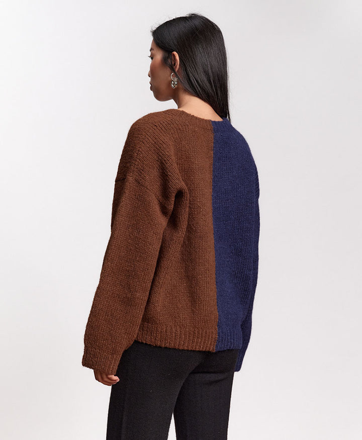 Strickjacke Cardigan DELTA - Navy / Braun