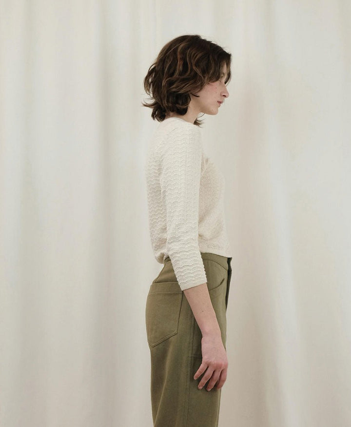 Feinstrick Top - Lace Knit Top Cream - Micaela Greg - clomes