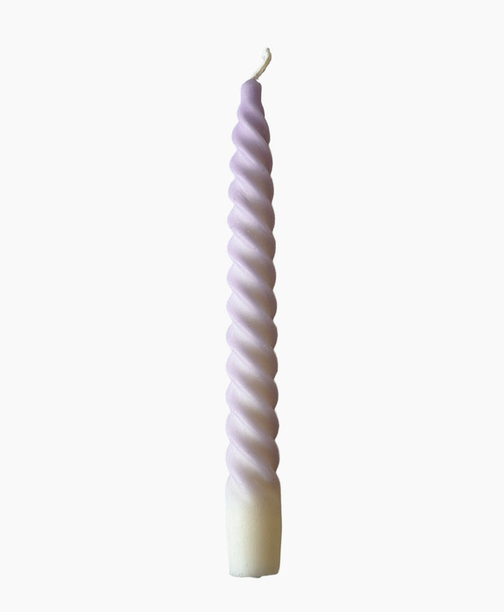 Spiral Stabkerze Zweifarbig - Creme / Flieder