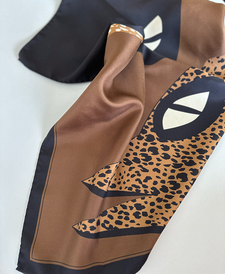 Seiden-Foulard "Eclipse Animal Silk Scarf" - Ebano