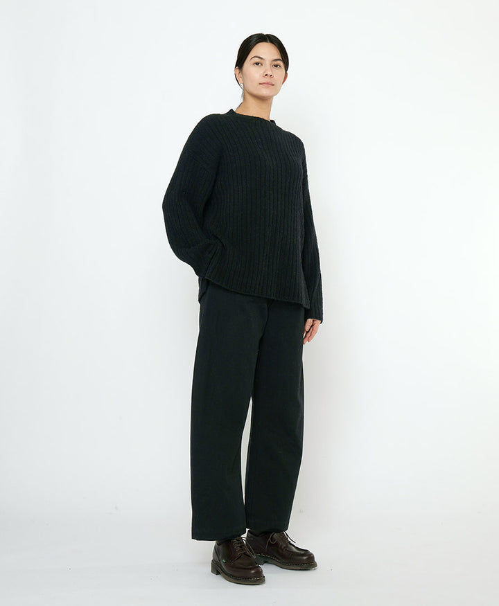 Strickpullover Oversized Ribbed Mockneck - Schwarz