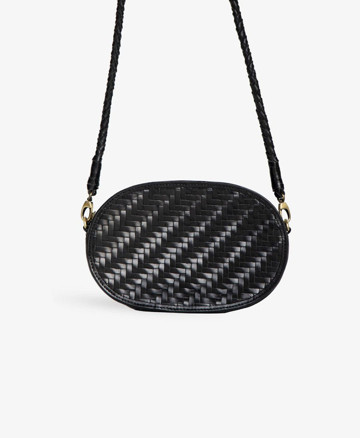 Gewebte Umhängetasche "Ovale Crossbody" - Schwarz - BEMBIEN - clomes