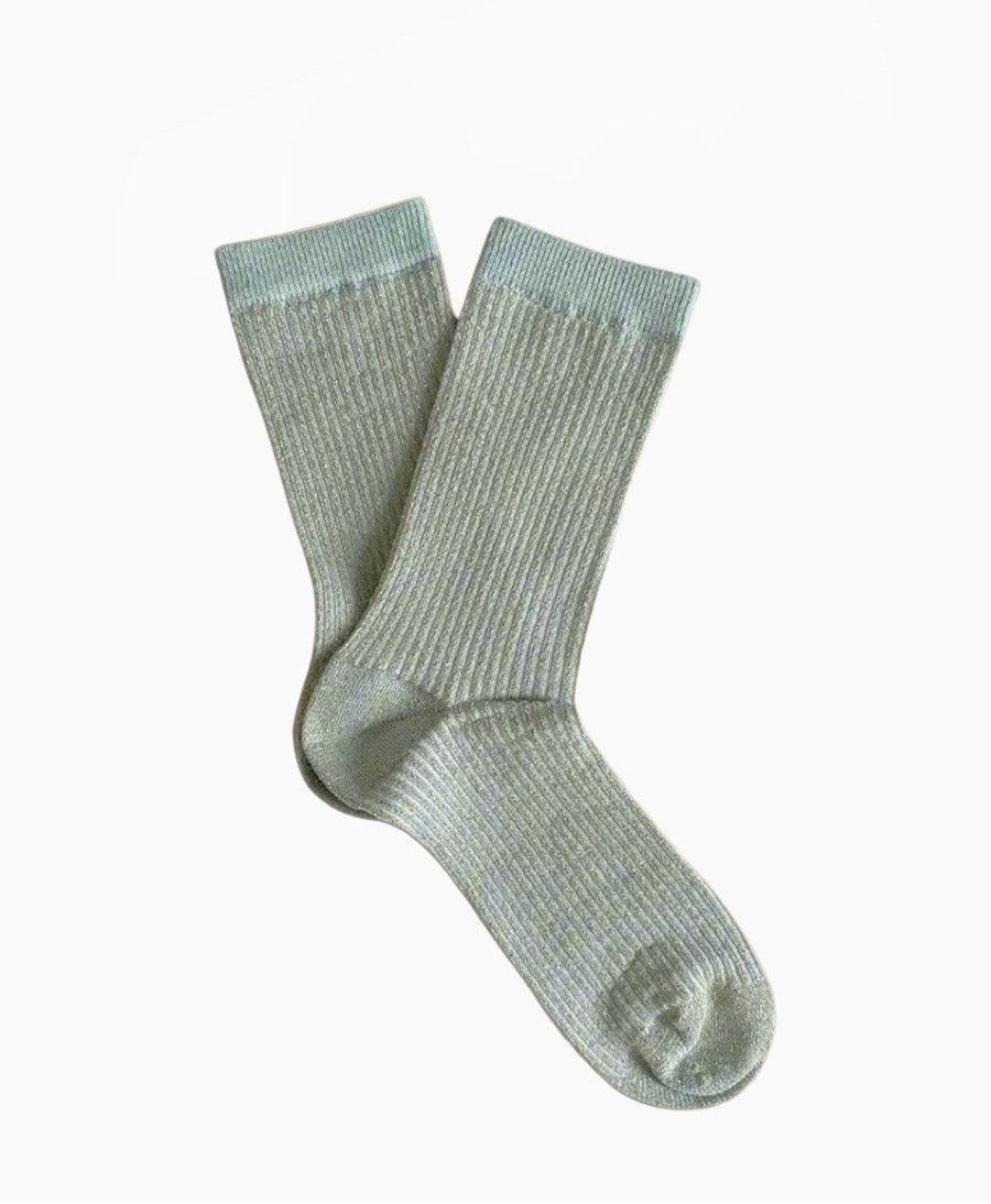 Glitzer Socken Lyocell - Nebel / Streifen