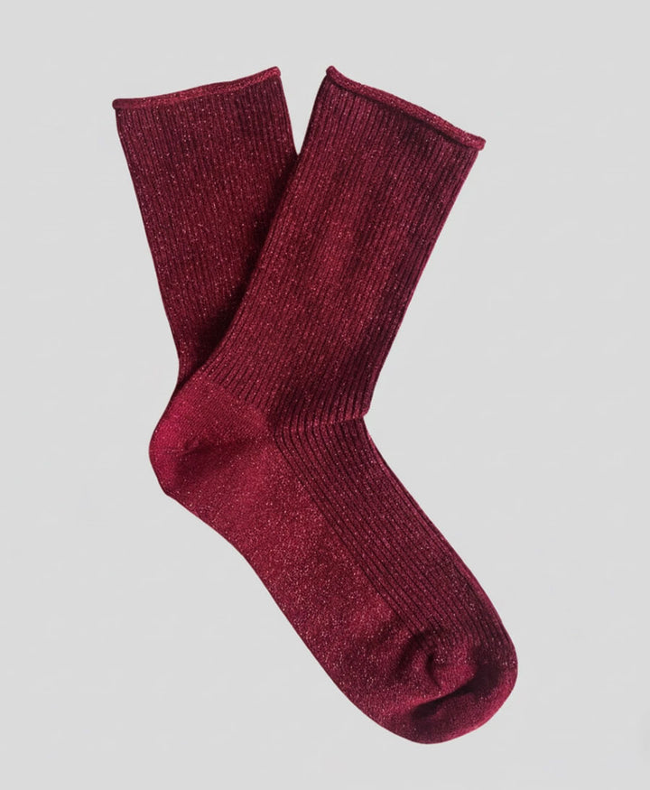 Glitzer Socken Lyocell - Kirschrot