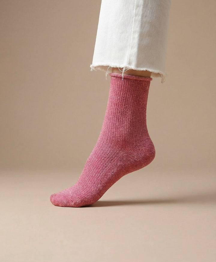 Glitzer Socken Lyocell - Beerenrot
