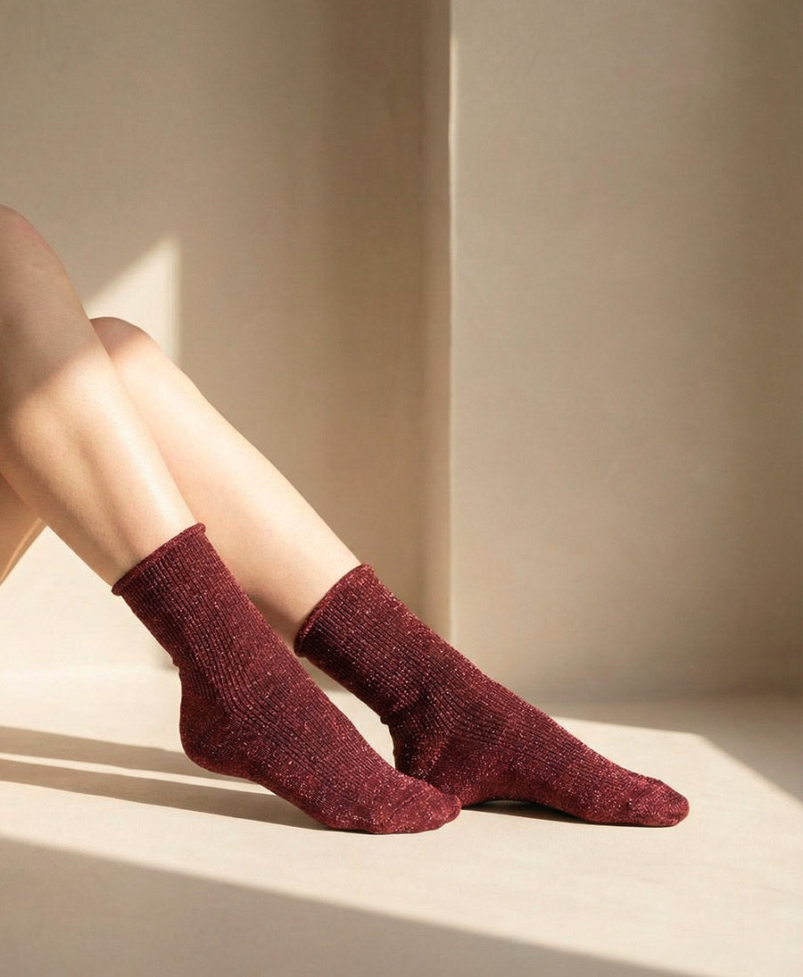 Glitzer Socken Lyocell - Rot