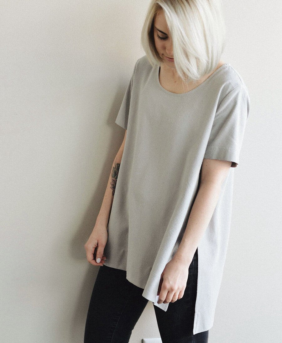 Graues Split Top aus Bourette - Secondhand - Jamie &amp; the Jones - clomes